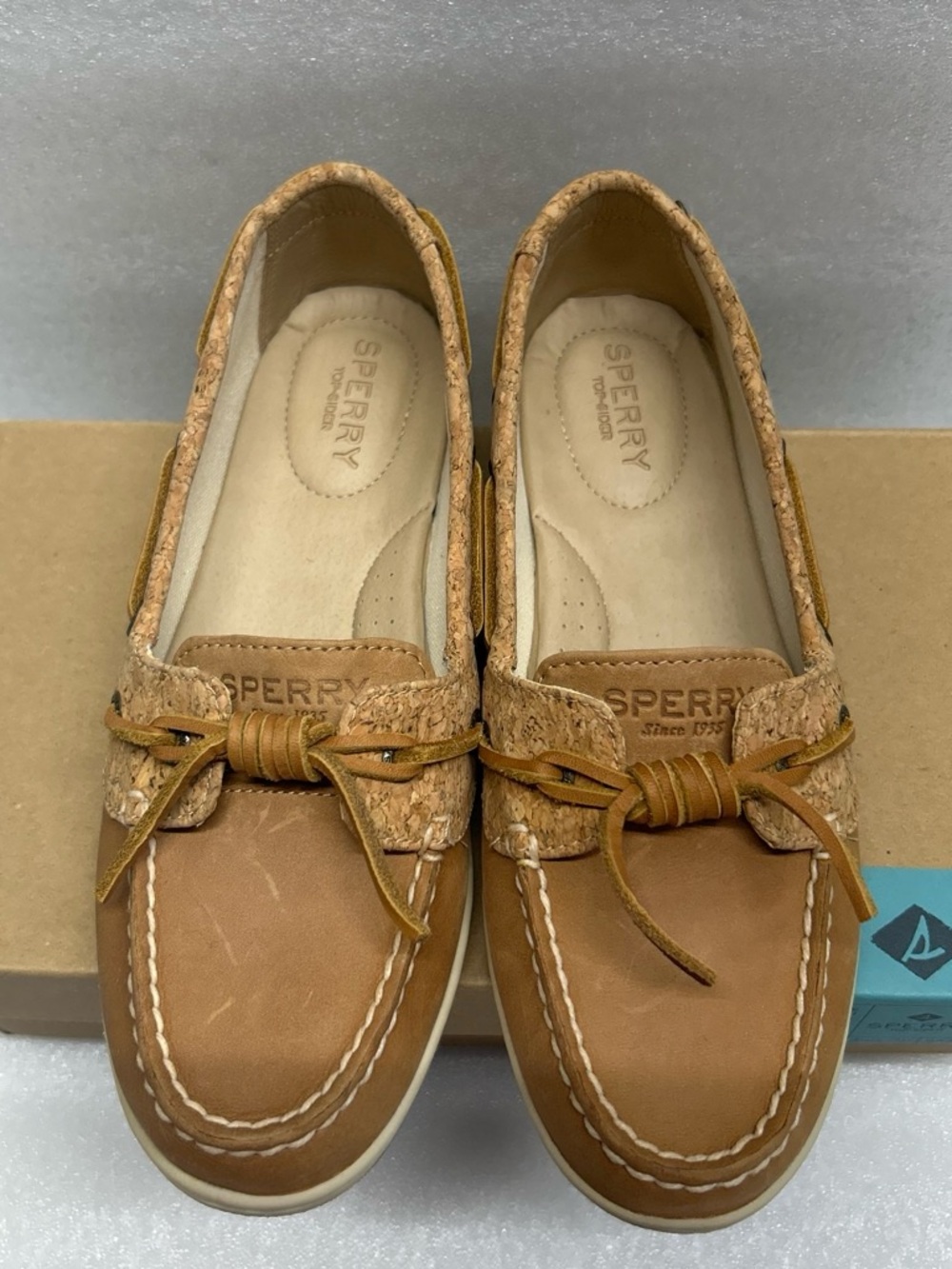 Sperry Women’s Brown Leather & Cork Moccasin Boat Shoes